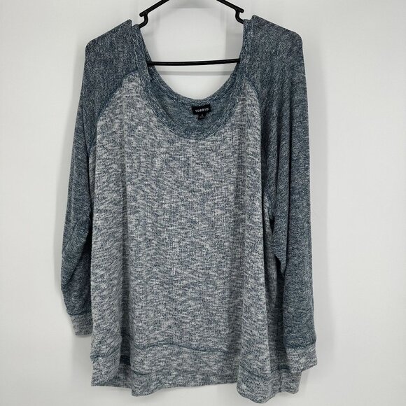 Torrid Lightweight Sweatshirt Long Sleeve Gray Teal Size 4XL - Picture 1 of 5